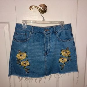 Forever 21 Floral Denim Skirt